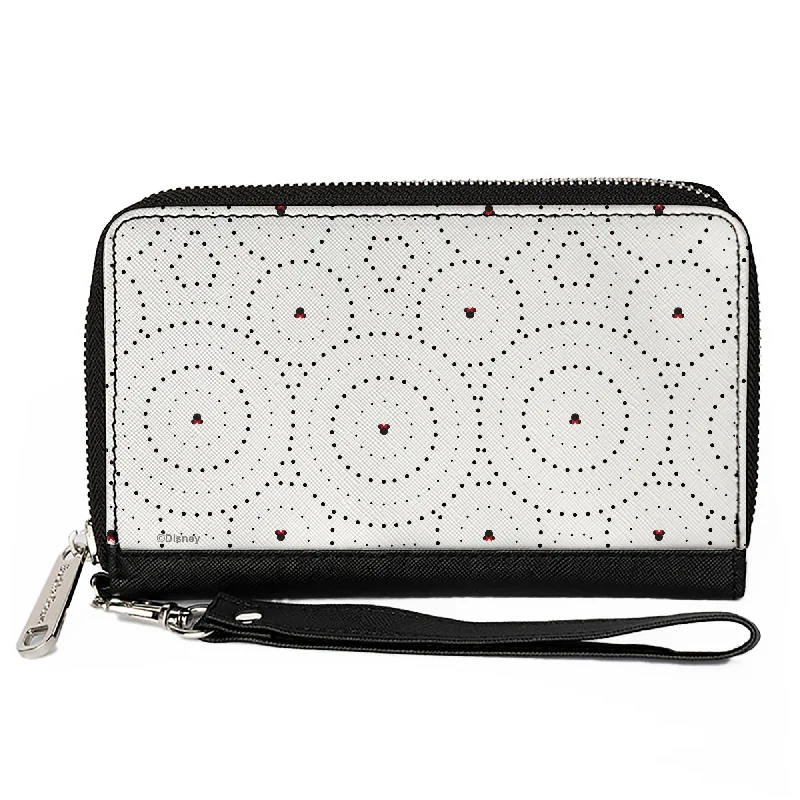 Money clips with built-in bottle openersWomen's PU Zip Around Wallet Rectangle - Minnie Mouse Ears with Bow Icon and Dots White Black Red