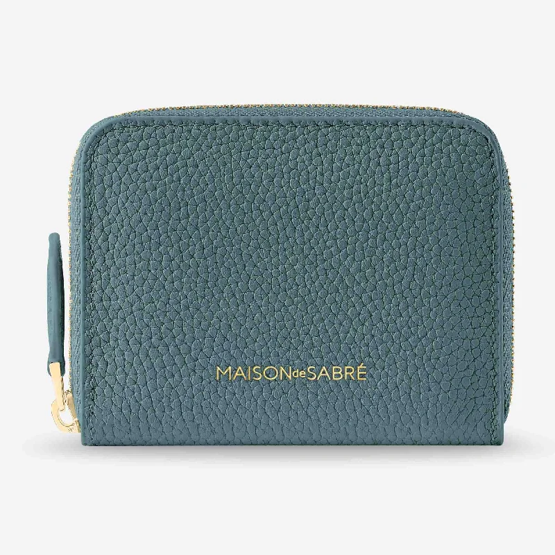Luxury leather money clips with card slotsZipped Wallet - Bondi Blue