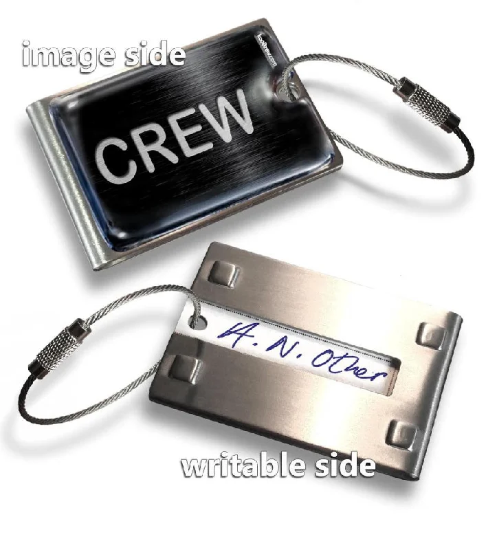 Vintage-Style Passport Covers & Wallets with Brass Hardware for Retro EnthusiastsBLACK-CREW(Writable Reverse) Tag