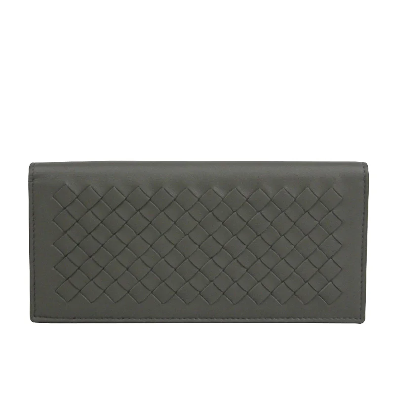 Bottega Veneta Men's Intercciaco Leather Woven Long Bifold Wallet