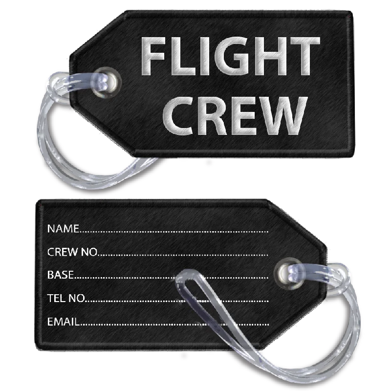 Vintage-Style Passport Covers & Wallets with Brass Hardware for Retro EnthusiastsFLIGHT CREW-BagTag(BLACK)