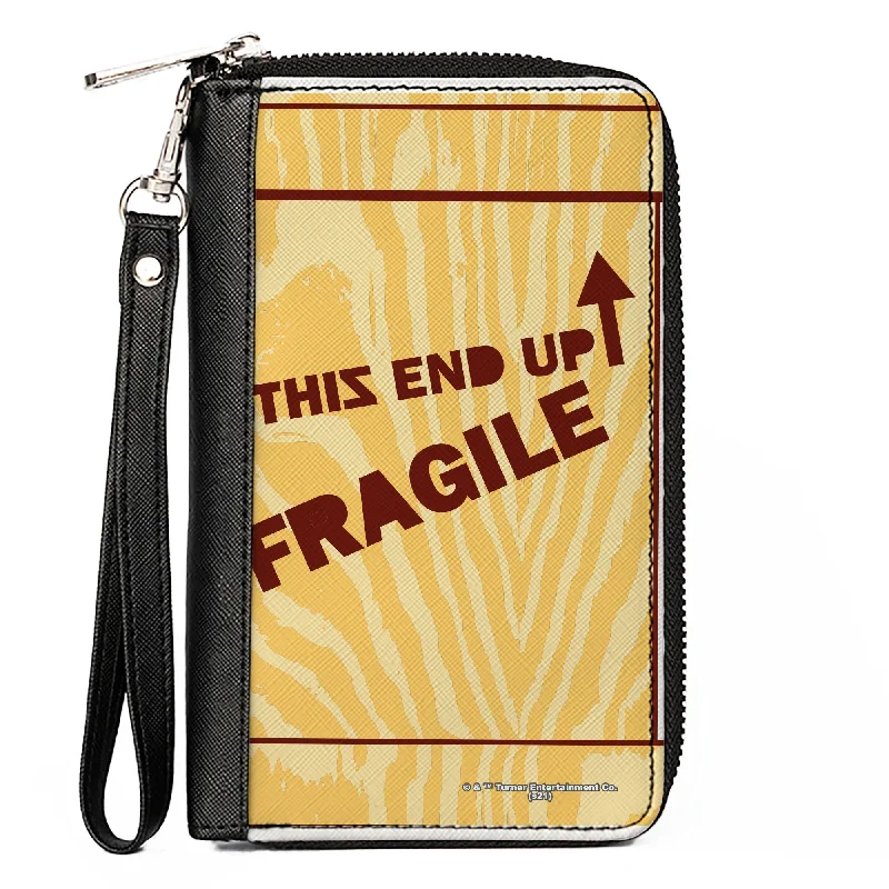 PU Zip Around Wallet Rectangle - A Christmas Story FRAGILE Lamp Crate Tan/Brown