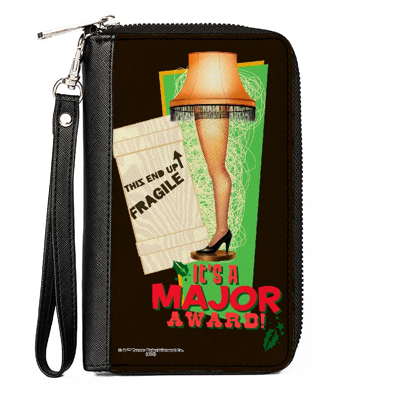 PU Zip Around Wallet Rectangle - A Christmas Story Lamp IT'S A MAJOR AWARD Quote Black/Green/Red PU Zip Around Wallet Rectangle - A Christmas Story Lamp IT'S A MAJOR AWARD Quote Black/Green/Red