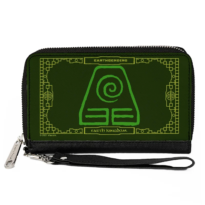 PU Zip Around Wallet Rectangle - Avatar the Last Airbender EARTHBENDING EARTH KINGDOM Icon Greens Yellow PU Zip Around Wallet Rectangle - Avatar the Last Airbender EARTHBENDING EARTH KINGDOM Icon Greens Yellow