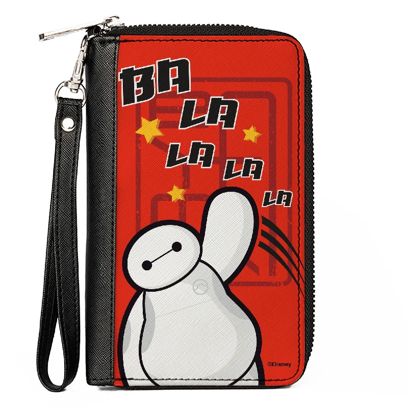 PU Zip Around Wallet Rectangle - Big Hero 6 Baymax BA LA LA LA LA Pose Red/Black/White