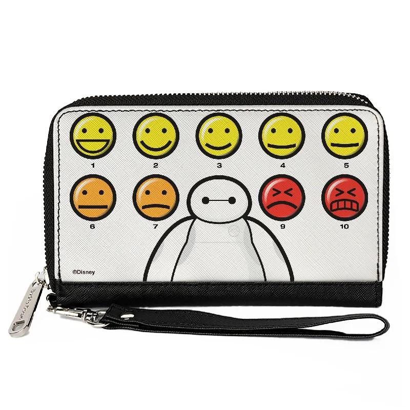 PU Zip Around Wallet Rectangle - Big Hero 6 Baymax Pain Scale Expressions White/Black/Multi Color PU Zip Around Wallet Rectangle - Big Hero 6 Baymax Pain Scale Expressions White/Black/Multi Color