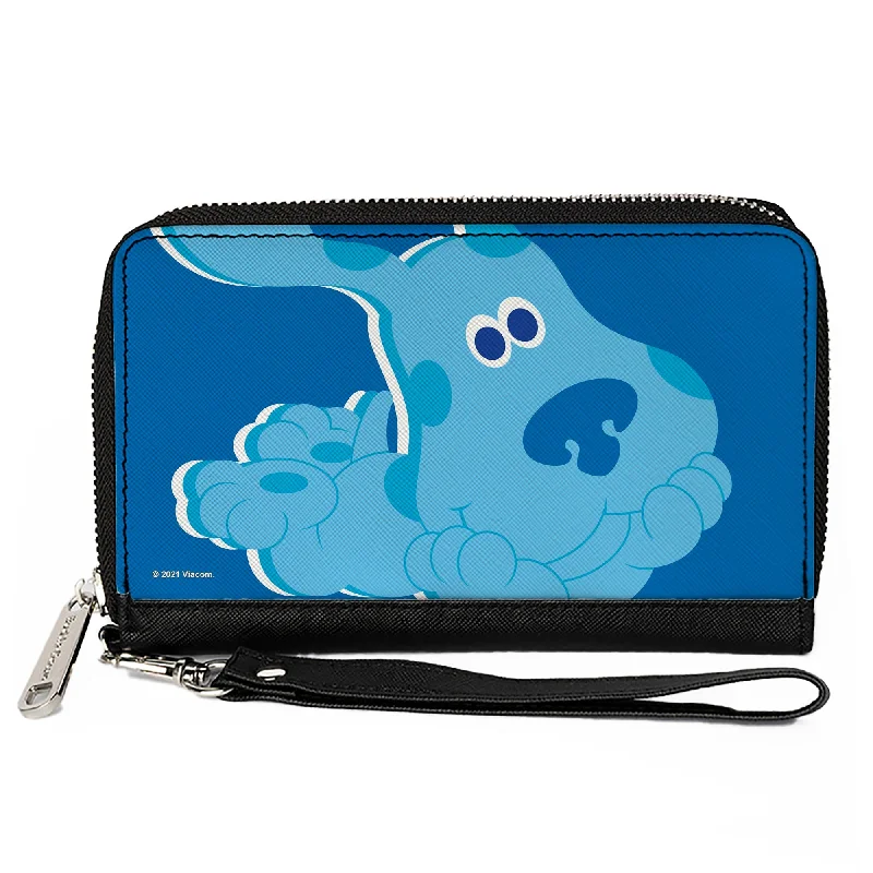 PU Zip Around Wallet Rectangle - Blue's Clues Blue Full Body Smiling Pose Blues