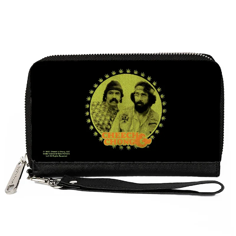 PU Zip Around Wallet Rectangle - CHEECH & CHONG Next Movie Pose Black/Green/Orange