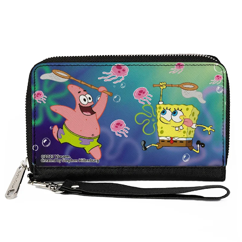 PU Zip Around Wallet Rectangle - Patrick Star & SpongeBob SquarePants Jellyfishing Catch Pose PU Zip Around Wallet Rectangle - Patrick Star & SpongeBob SquarePants Jellyfishing Catch Pose