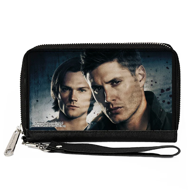 PU Zip Around Wallet Rectangle - Supernatural Winchester Brothers CLOSE-UP Pose Grays PU Zip Around Wallet Rectangle - Supernatural Winchester Brothers CLOSE-UP Pose Grays