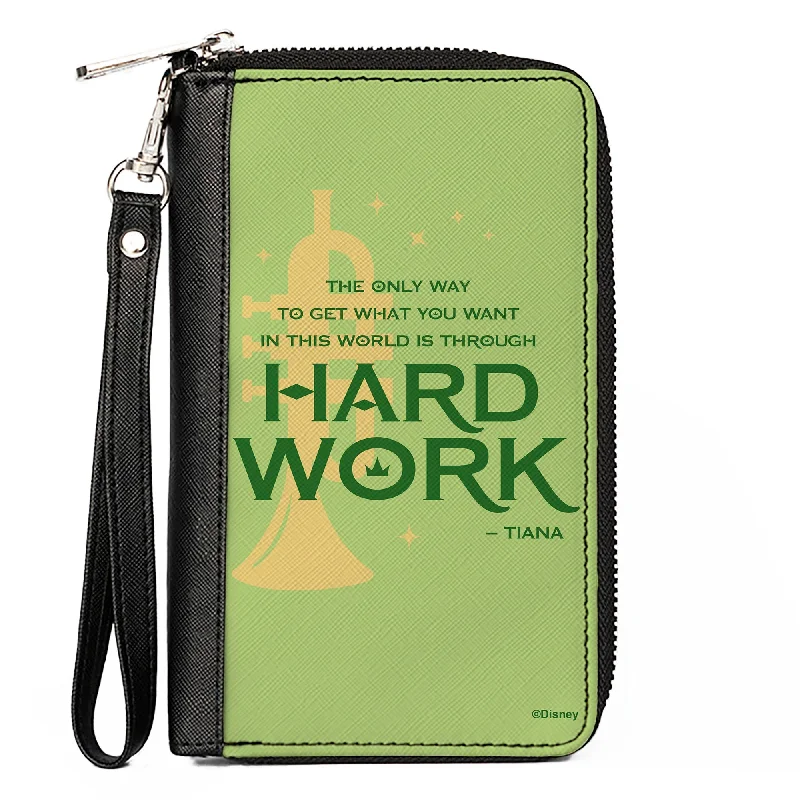 PU Zip Around Wallet Rectangle - The Princess and the Frog Tiana's HARD WORK Quote Greens PU Zip Around Wallet Rectangle - The Princess and the Frog Tiana's HARD WORK Quote Greens