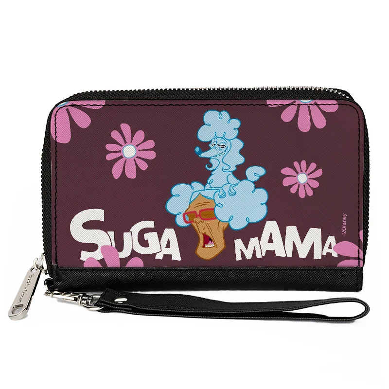 PU Zip Around Wallet Rectangle - The Proud Family SUGA MAMA and Puff Pose with Flowers Purple PU Zip Around Wallet Rectangle - The Proud Family SUGA MAMA and Puff Pose with Flowers Purple