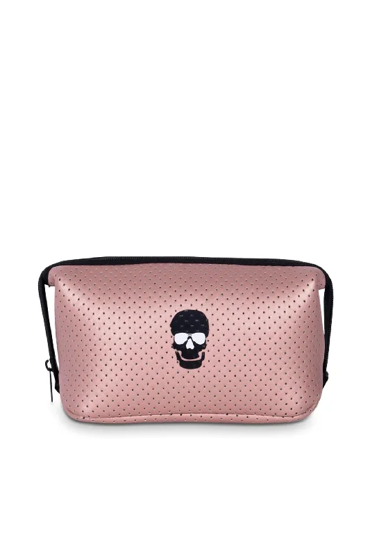 Women's Erin Wallet In Rose Gold With Black Skull